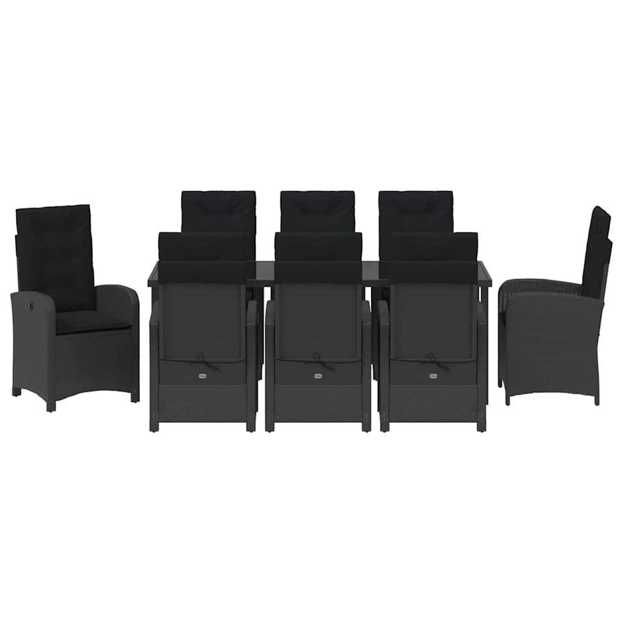 Garden Dining Set 9 pcs Black Poly Rattan
