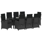 Garden Dining Set 9 pcs Black Poly Rattan