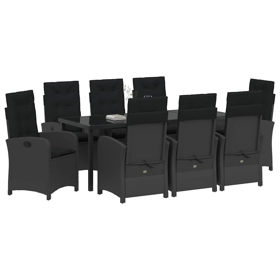 Garden Dining Set 9 pcs Black Poly Rattan