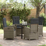 Garden Dining Set with Cushion 5 pcs Grey Poly Rattan