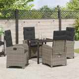 Garden Dining Set with Cushion 5 pcs Grey Poly Rattan - Top-Down View
