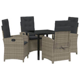 Garden Dining Set with Cushion 5 pcs Grey Poly Rattan