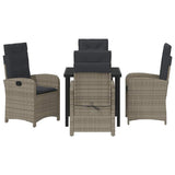 Garden Dining Set with Cushion 5 pcs Grey Poly Rattan - Close-Up Angle