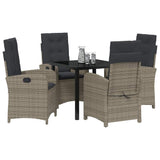 Garden Dining Set with Cushion 5 pcs Grey Poly Rattan - Side View