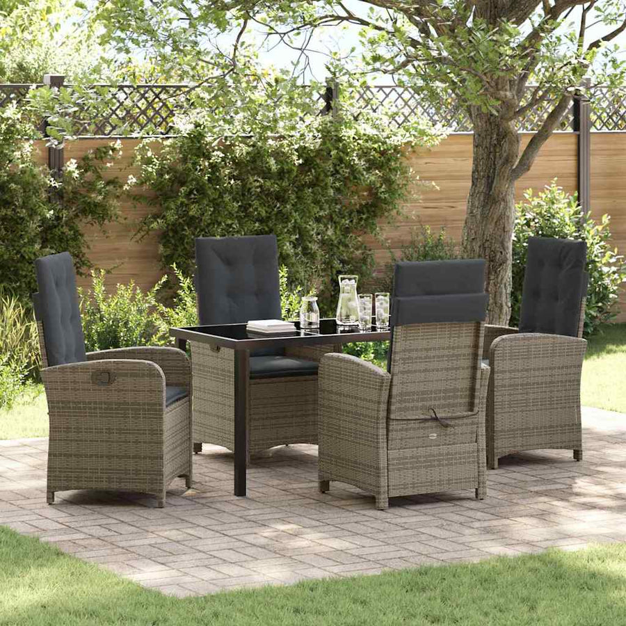 Garden Dining Set 5 pcs Grey Poly Rattan