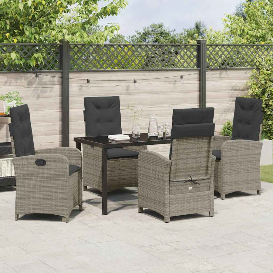 Garden Dining Set 5 pcs Grey Poly Rattan