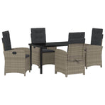 Garden Dining Set 5 pcs Grey Poly Rattan