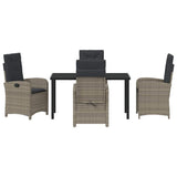 Garden Dining Set with Cushion 5 pcs Grey Poly Rattan