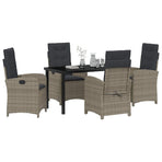 Garden Dining Set 5 pcs Grey Poly Rattan