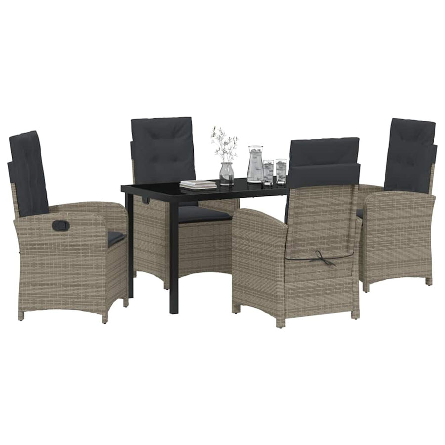 Garden Dining Set 5 pcs Grey Poly Rattan