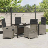 Garden Dining Set with Cushion 5 pcs Grey Poly Rattan - Top-Down View