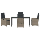 Garden Dining Set with Cushion 5 pcs Grey Poly Rattan - Close-Up Angle