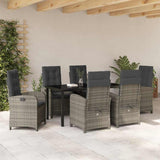 Garden Dining Set with Cushion 7 pcs Grey Poly Rattan