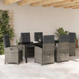 Garden Dining Set with Cushion 7 pcs Grey Poly Rattan