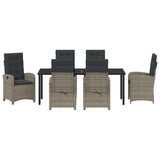 Garden Dining Set with Cushion 7 pcs Grey Poly Rattan - Close-Up Angle