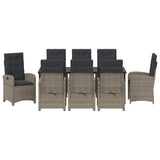 Garden Dining Set with Cushion 9 pcs Grey Poly Rattan