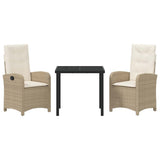 Garden Dining Set with Cushion 3 pcs Beige Poly Rattan