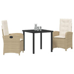 Garden Dining Set 3 pcs Beige Poly Rattan
