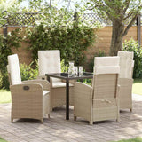 Garden Dining Set with Cushion 5 pcs Beige Poly Rattan