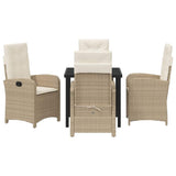 Garden Dining Set with Cushion 5 pcs Beige Poly Rattan - Close-Up Angle