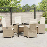 Garden Dining Set with Cushion 5 pcs Beige Poly Rattan - Top-Down View