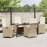 Garden Dining Set with Cushion 5 pcs Beige Poly Rattan - Top-Down View