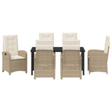 Garden Dining Set with Cushion 7 pcs Beige Poly Rattan - Close-Up Angle