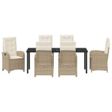 Garden Dining Set with Cushion 7 pcs Beige Poly Rattan