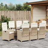 Garden Dining Set with Cushion 9 pcs Beige Poly Rattan - Top-Down View