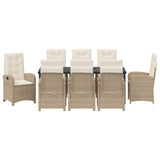 Garden Dining Set with Cushion 9 pcs Beige Poly Rattan