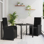 Garden Dining Set 3 pcs Black Poly Rattan