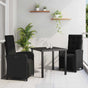 Garden Dining Set 3 pcs Black Poly Rattan
