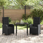 Garden Dining Set 3 pcs Black Poly Rattan
