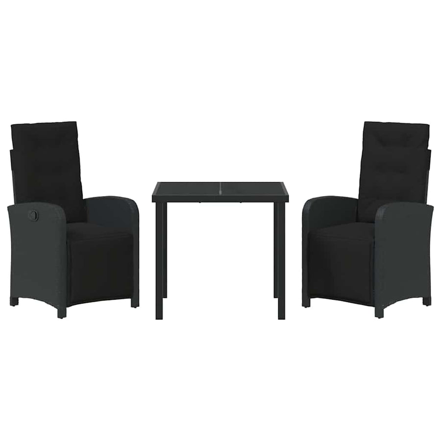 Garden Dining Set 3 pcs Black Poly Rattan