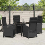Garden Dining Set with Cushion 5 pcs Black Poly Rattan