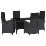 Garden Dining Set with Cushion 5 pcs Black Poly Rattan