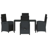 Garden Dining Set with Cushion 5 pcs Black Poly Rattan - Close-Up Angle