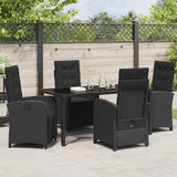 Garden Dining Set with Cushion 5 pcs Black Poly Rattan