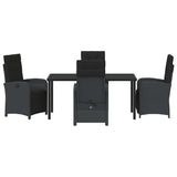 Garden Dining Set with Cushion 5 pcs Black Poly Rattan