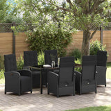 Garden Dining Set with Cushion 7 pcs Black Poly Rattan