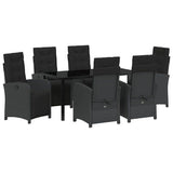Garden Dining Set with Cushion 7 pcs Black Poly Rattan