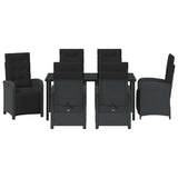 Garden Dining Set with Cushion 7 pcs Black Poly Rattan - Close-Up Angle