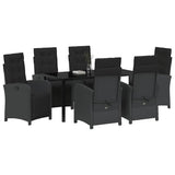 Garden Dining Set with Cushion 7 pcs Black Poly Rattan