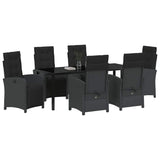 Garden Dining Set with Cushion 7 pcs Black Poly Rattan