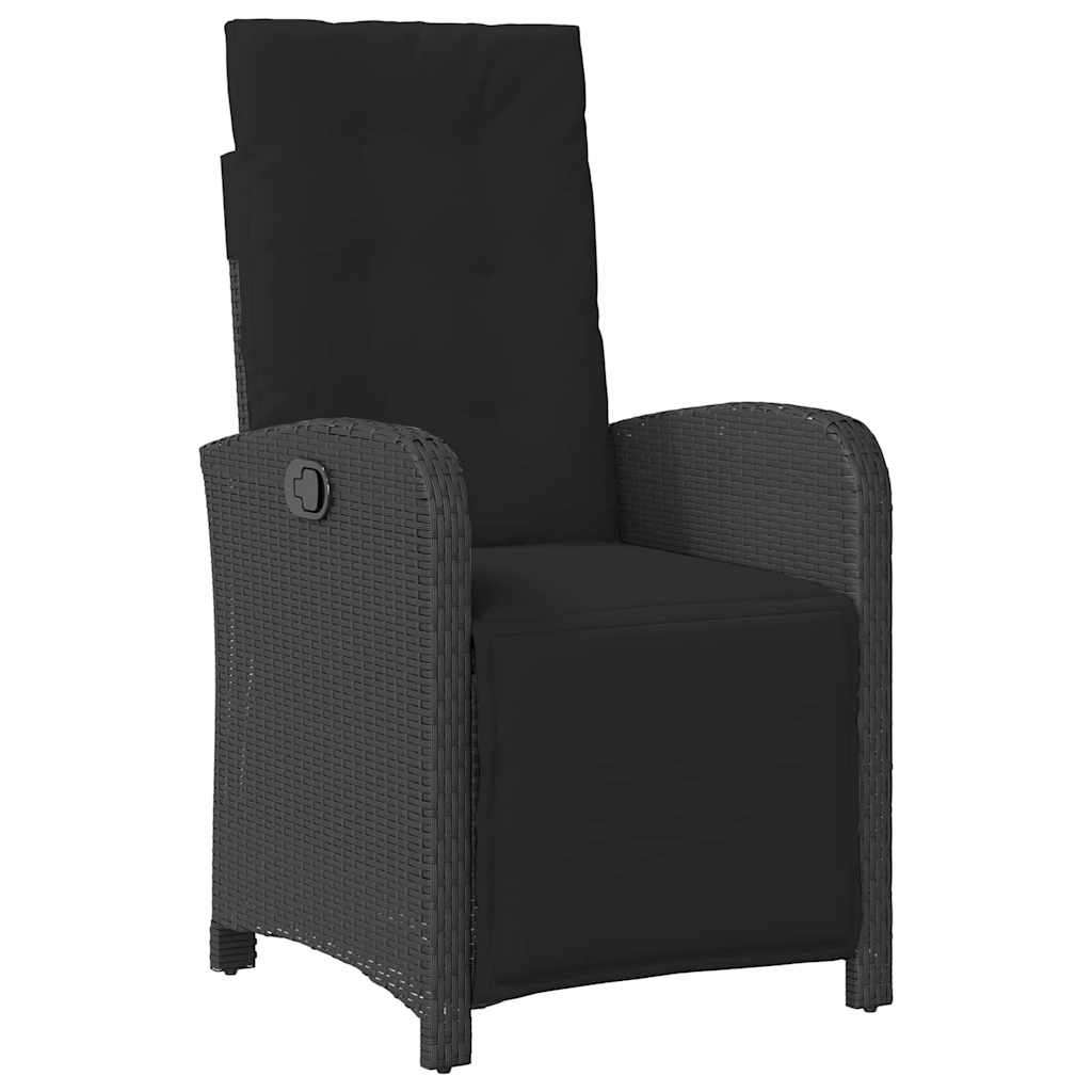 Garden Dining Set with Cushion 9 pcs Black Poly Rattan