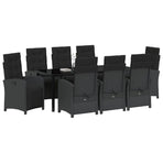 Garden Dining Set 9 pcs Black Poly Rattan