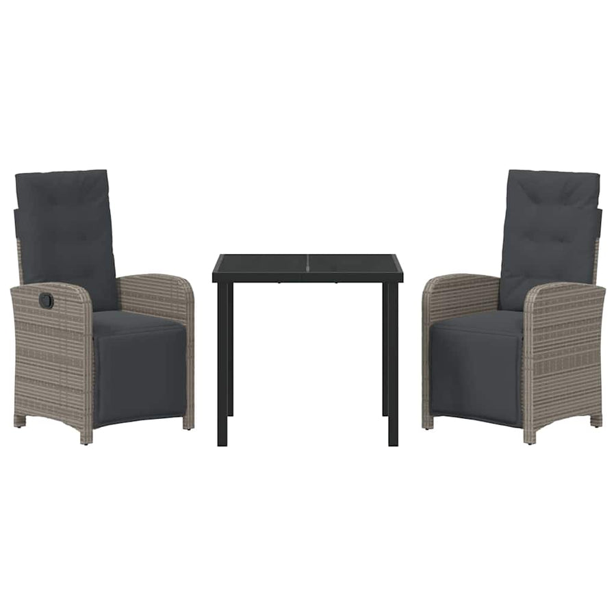 Garden Dining Set 3 pcs Grey Poly Rattan