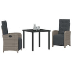 Garden Dining Set 3 pcs Grey Poly Rattan