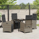 Garden Dining Set with Cushion 5 pcs Grey Poly Rattan - Top-Down View