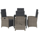 Garden Dining Set with Cushion 5 pcs Grey Poly Rattan